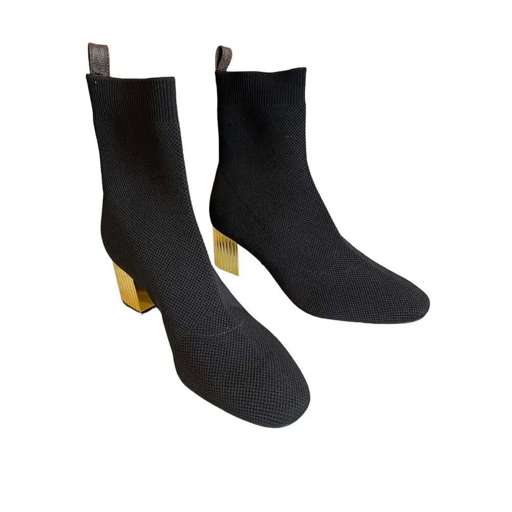 Michael Kors Galvanized Heel Pull On Stretch Ankle Booties Black 8